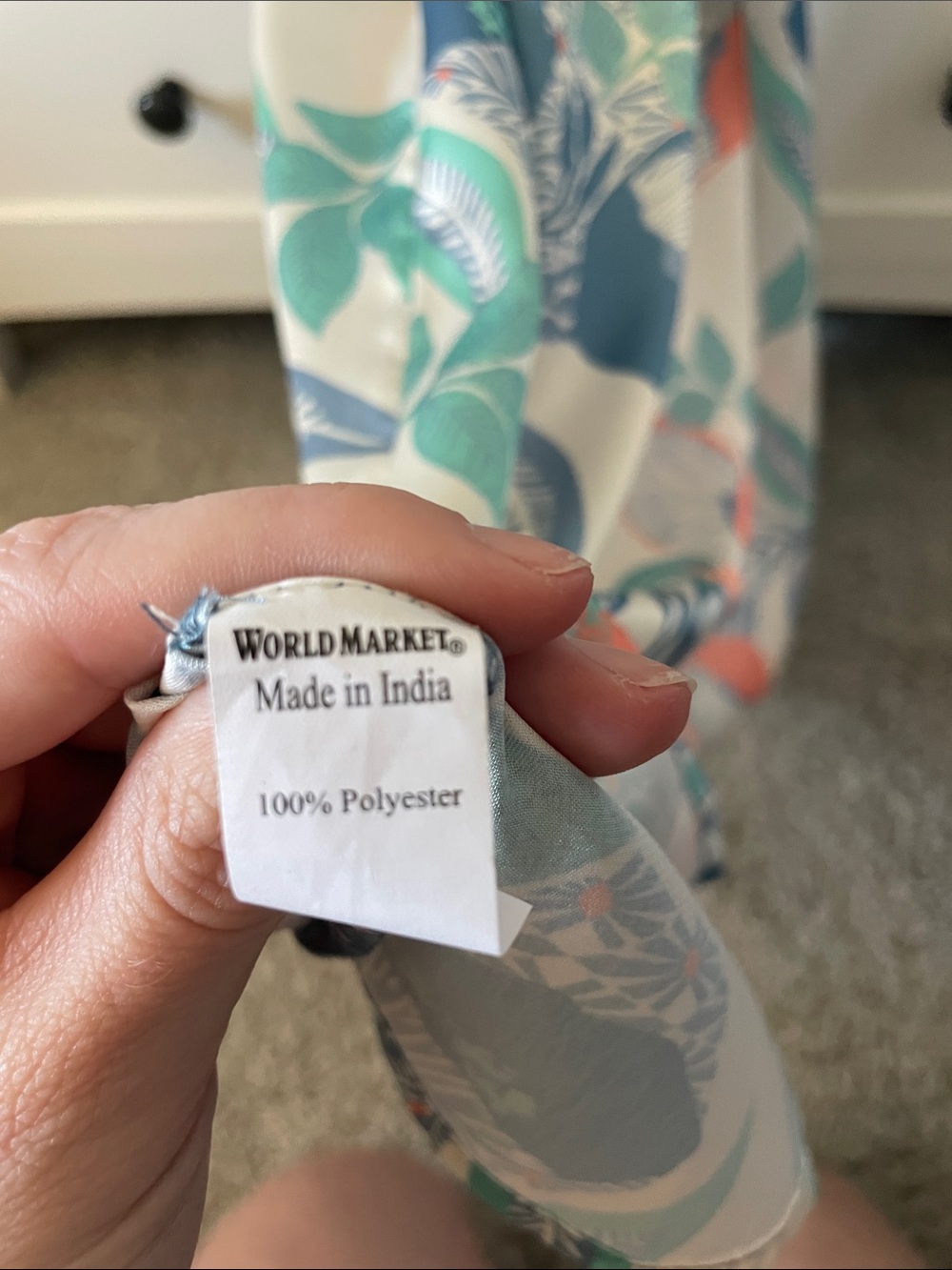 NWT World Market Blue and Coral Floral Satin Robe - Picture 7 of 9
